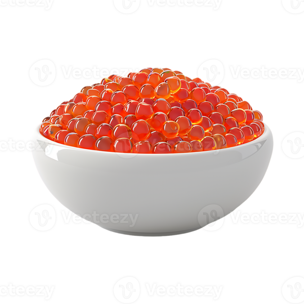 Orange caviar in a Bowl on Transparent Background png