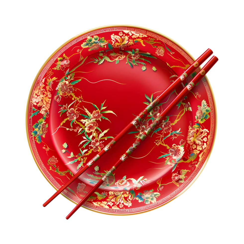 Chopsticks on a Plate on Transparent Background png