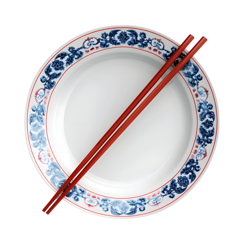 Chopsticks on a Plate on Transparent Background png