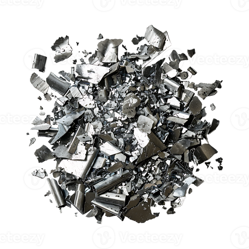 Cracked or Chopped Iron Pieces on Transparent Background png