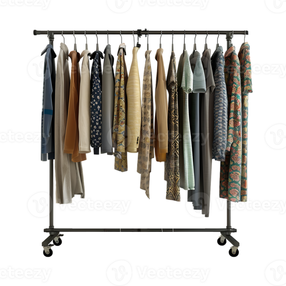 Wardrobe Stand with Clothes on it on Transparent Background png