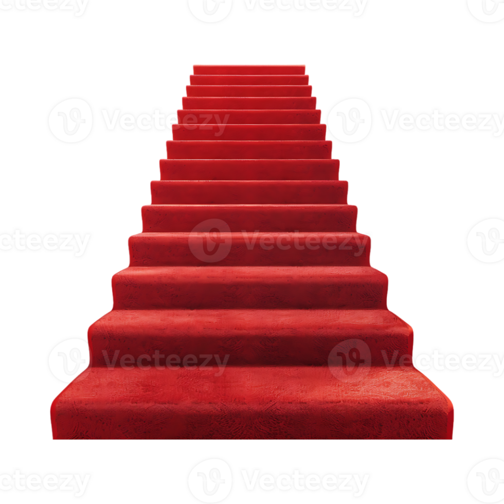 Stairs With Red Carpet on it on Transparent Background png