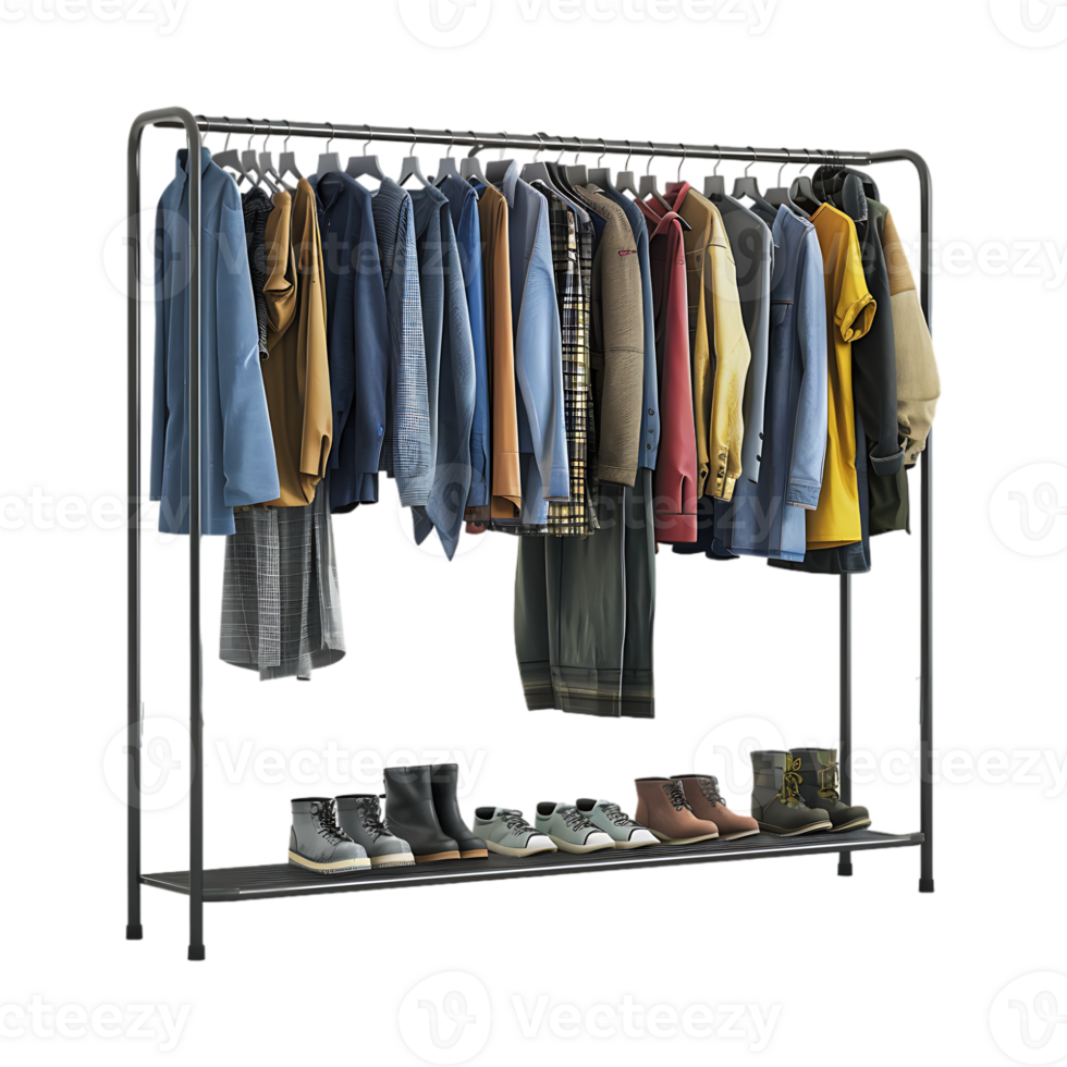 Wardrobe Stand with Clothes on it on Transparent Background png