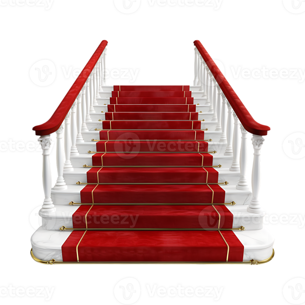 Stairs With Red Carpet on it on Transparent Background png