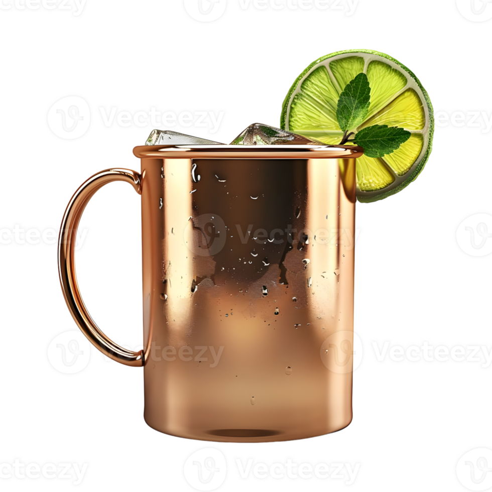 Limo and Mint Juice in a Golden Jar on Transparent Background png