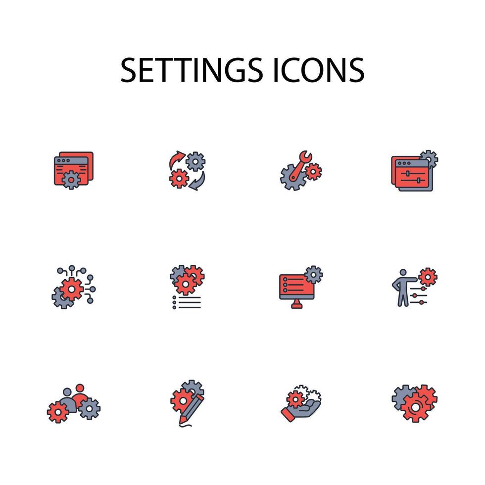 Settings icon set..Editable stroke.linear style sign for use web design,logo.Symbol illustration. vector