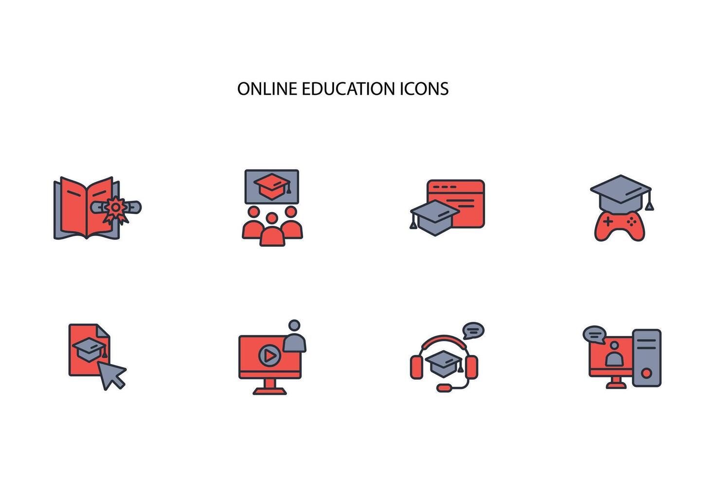 Online education icon set..Editable stroke.linear style sign for use web design,logo.Symbol illustration. vector