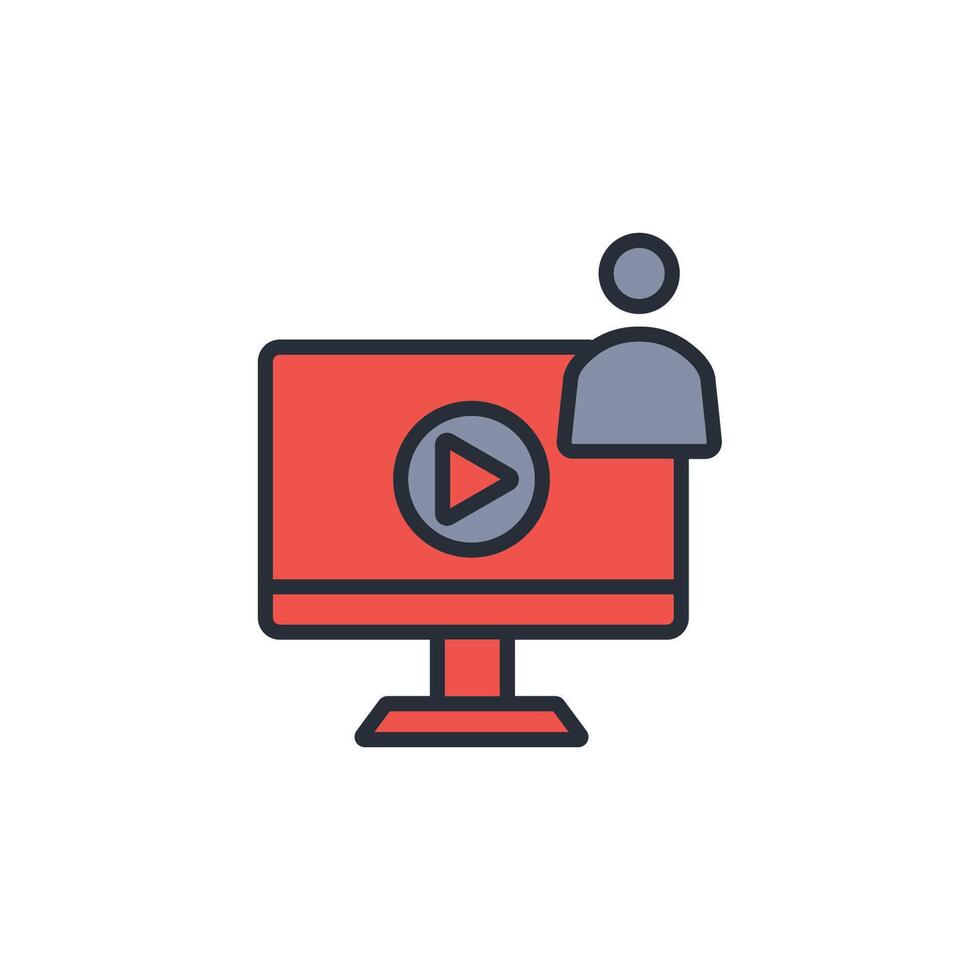 audio course icon. .Editable stroke.linear style sign for use web design,logo.Symbol illustration. vector