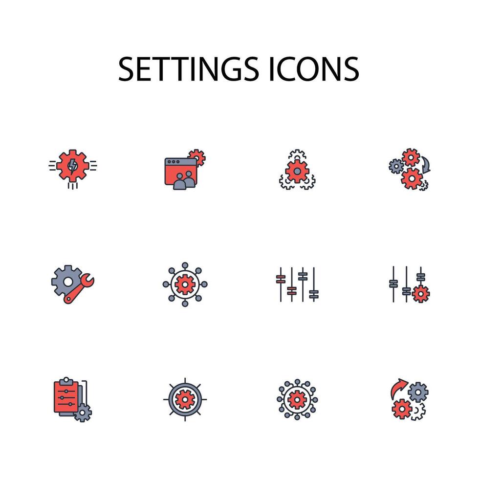 Settings icon set..Editable stroke.linear style sign for use web design,logo.Symbol illustration. vector