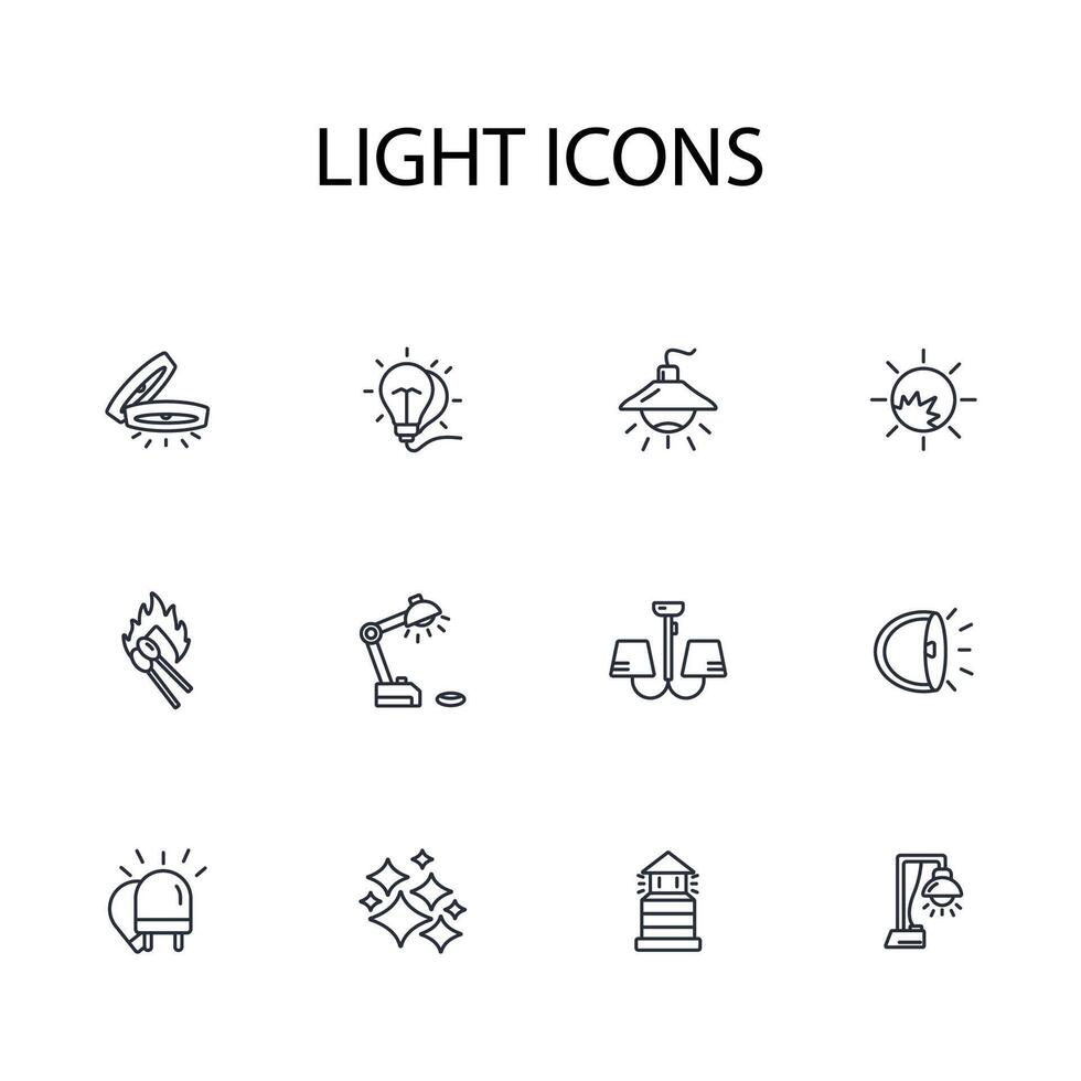 Light icon set..Editable stroke.linear style sign for use web design,logo.Symbol illustration. vector