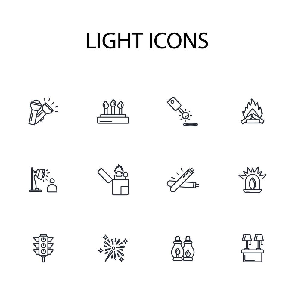 Light icon set..Editable stroke.linear style sign for use web design,logo.Symbol illustration. vector