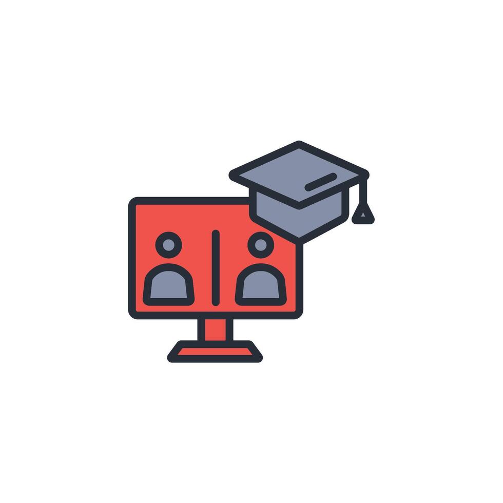 metting online icon. .Editable stroke.linear style sign for use web design,logo.Symbol illustration. vector