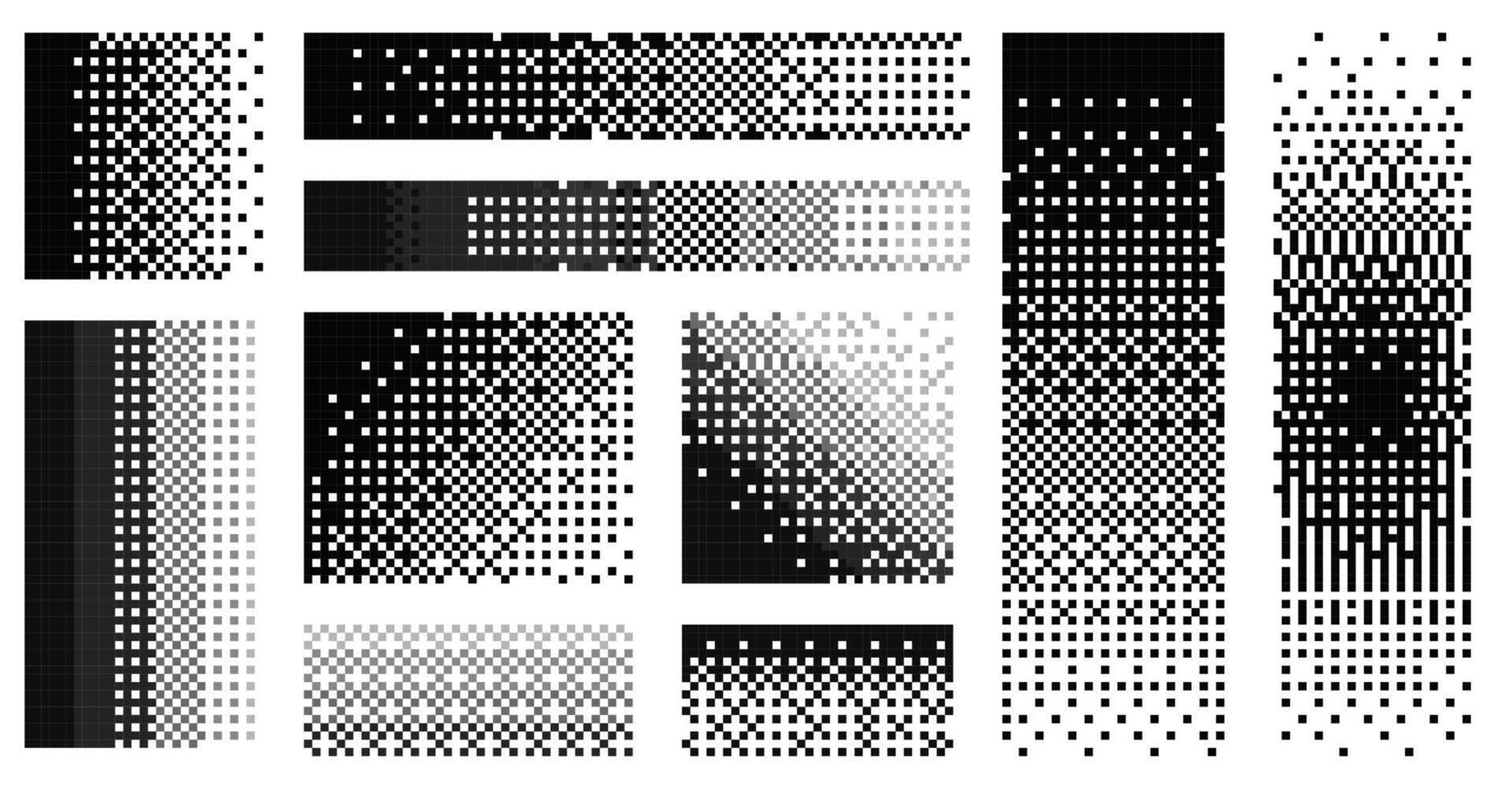 Pixel disintegration background. Retro 8 bit game effect, old TV screen damage, 2D sprite graphic. dithering and noise dissolve effect. vector