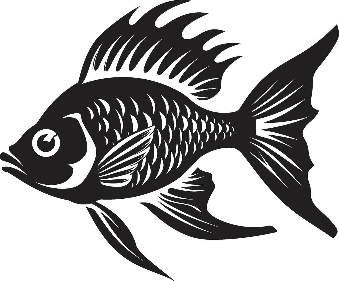 Serene Seafood Black Fish Group Tranquil Tropicals Tropical River Fish Illustration vector