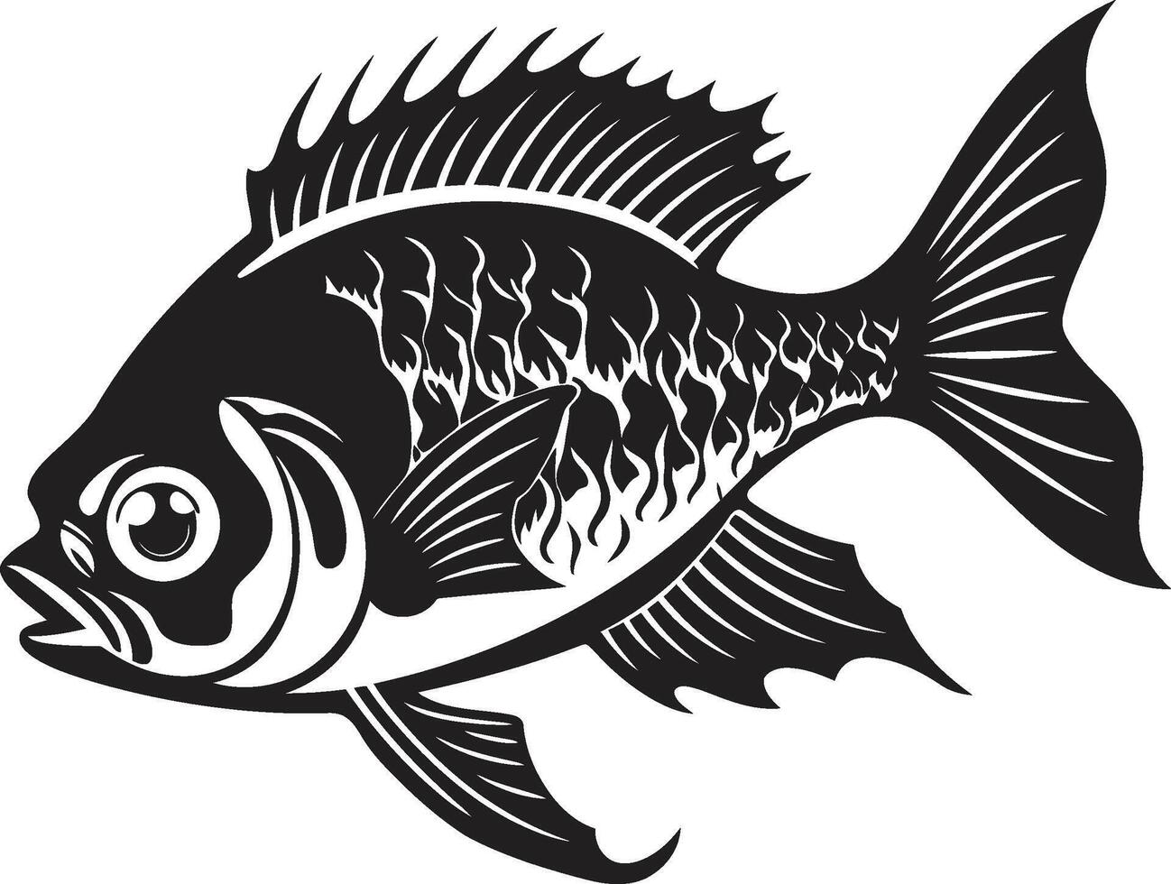 Coastal Charm Black Fish Icons with Tropical Flair Inked Impressions Tropical River Fish Sketches in Black vector