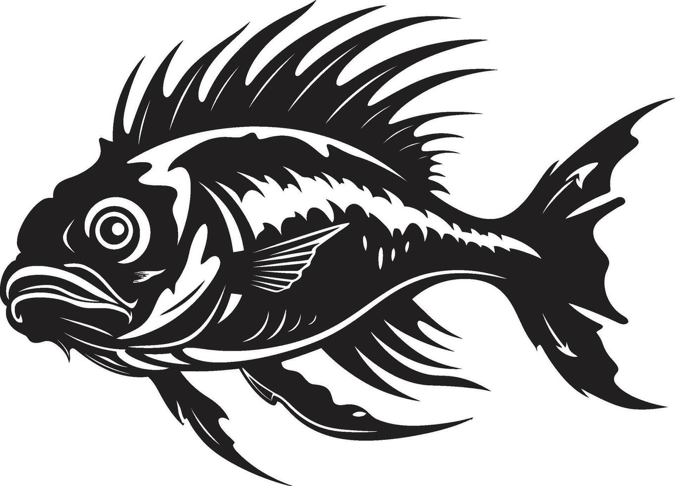 Sublime Silhouettes Black Fish Illustration Riverbank Rhapsody Tropical River Fish Ensemble vector