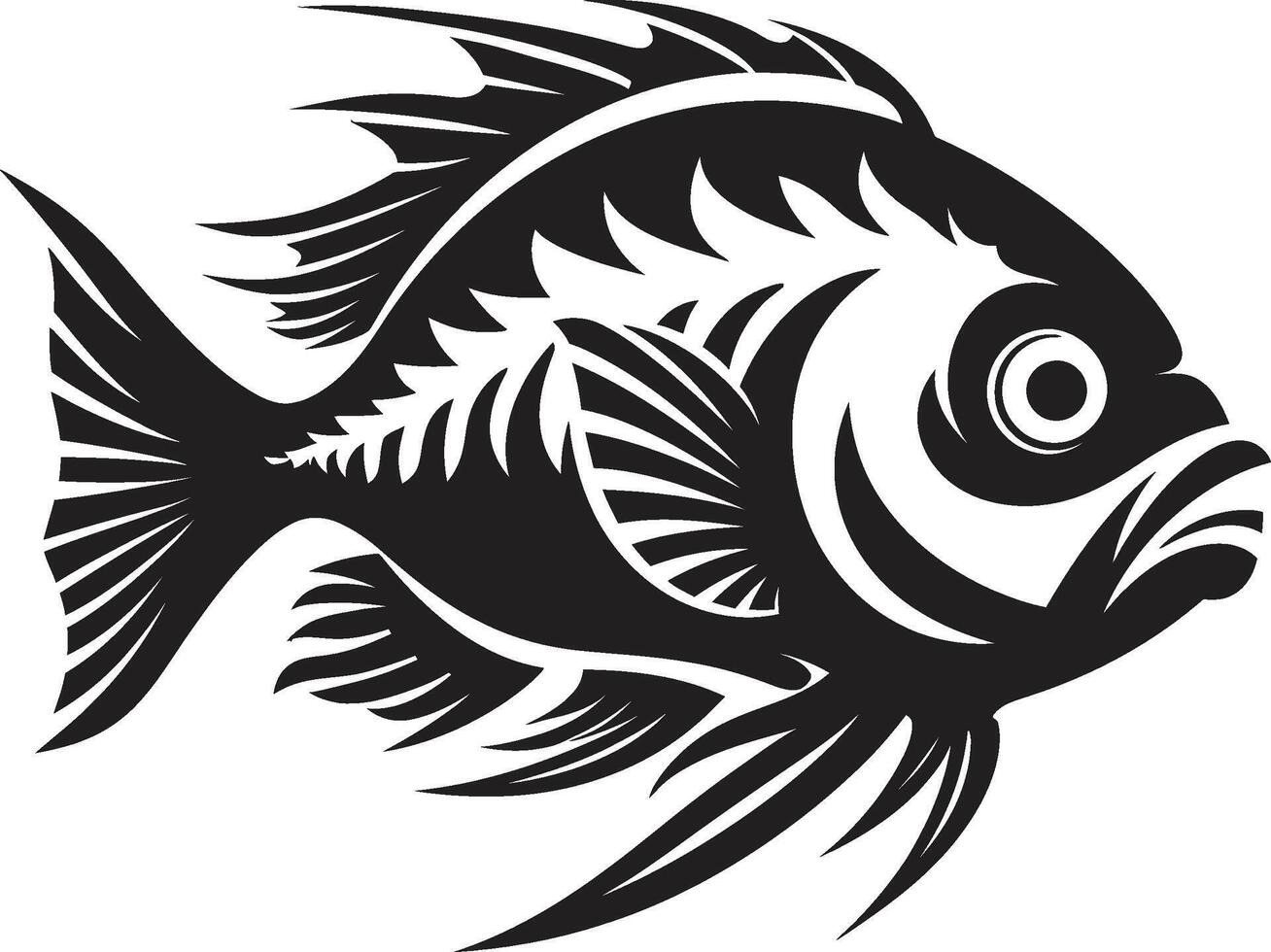 Tropical Tales Tropical River Fish Illustrations in Black Aqua Adventures Black Fish Designs for Tropical River Environments vector