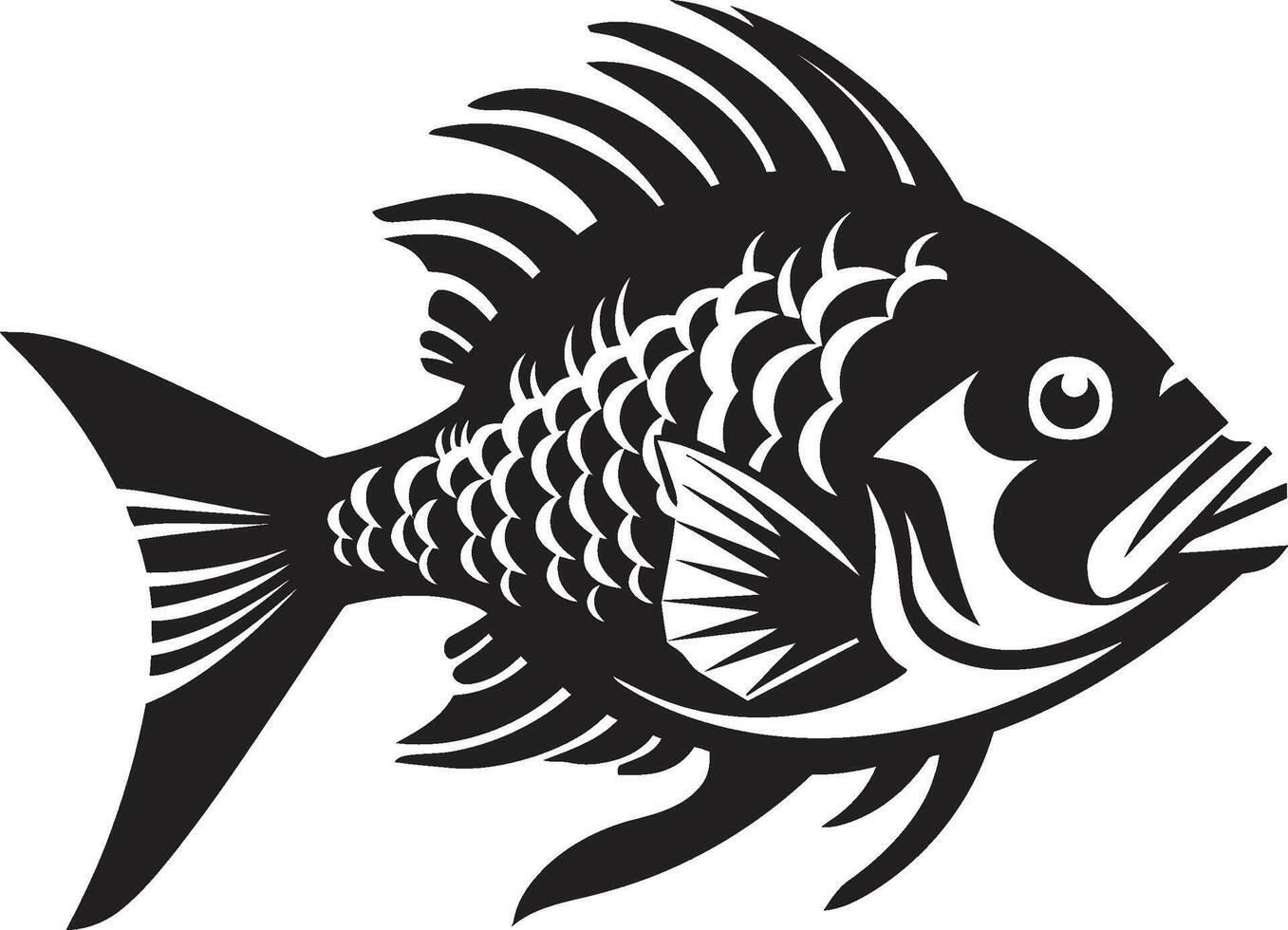 Nautical Nostalgia Tropical River Fish Icons in Black Riverbank Rhapsody Black Fish Designs vector