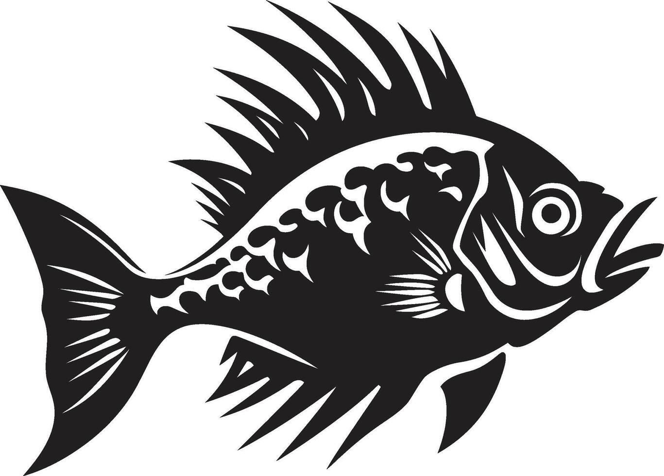 Elegant Edges Black Fish Outlines Streamlined Sensations Tropical River Fish Designs in Black vector