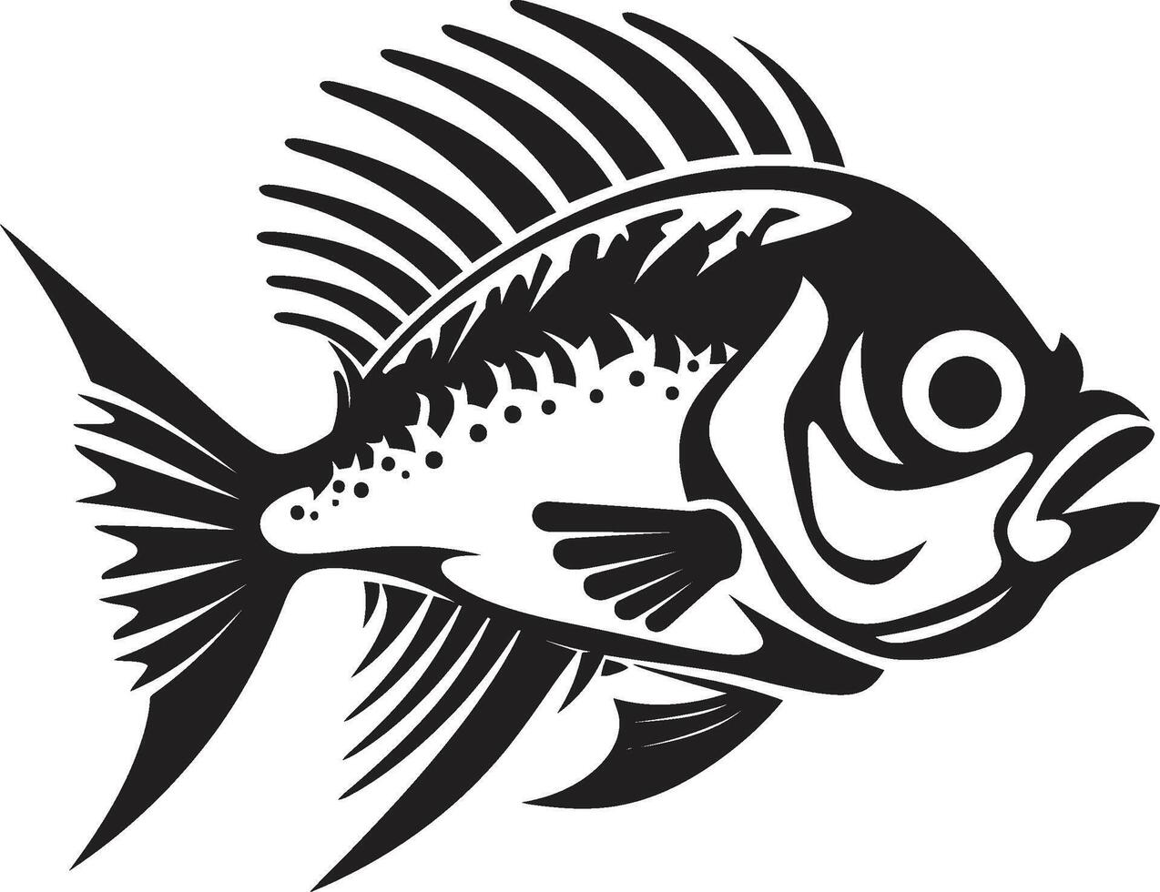 Inked Inspirations Black Fish Graphics with Tropical Flair Whimsical Waters Tropical River Fish Illustrations in Black vector