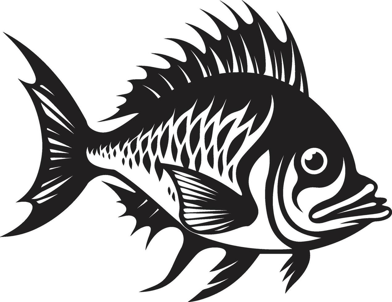 Whimsical Waters Black Fish Clip Art with Tropical Flair Streamside Splendor Tropical River Fish Illustrations in Black vector