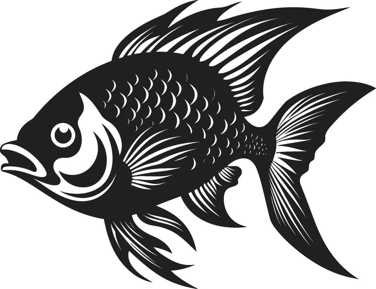 Riverine Realism Black Fish Illustrations Underwater Odyssey Tropical River Fish Set vector