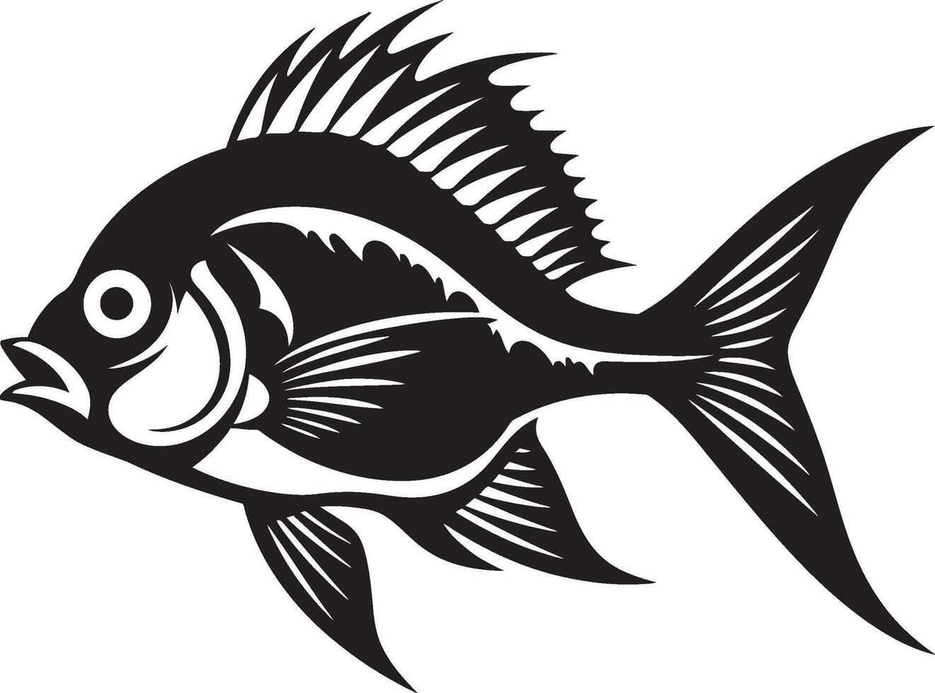 Tropical Tales Tropical River Fish Sketches in Black Aqua Adventures Black Fish Icons for Tropical River Scenes vector