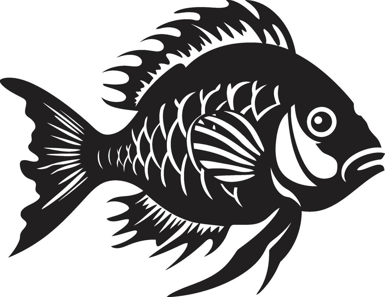 Whimsical Waters Black Fish Icons with Tropical Flair Streamside Splendor Tropical River Fish Outline Icons in Black vector