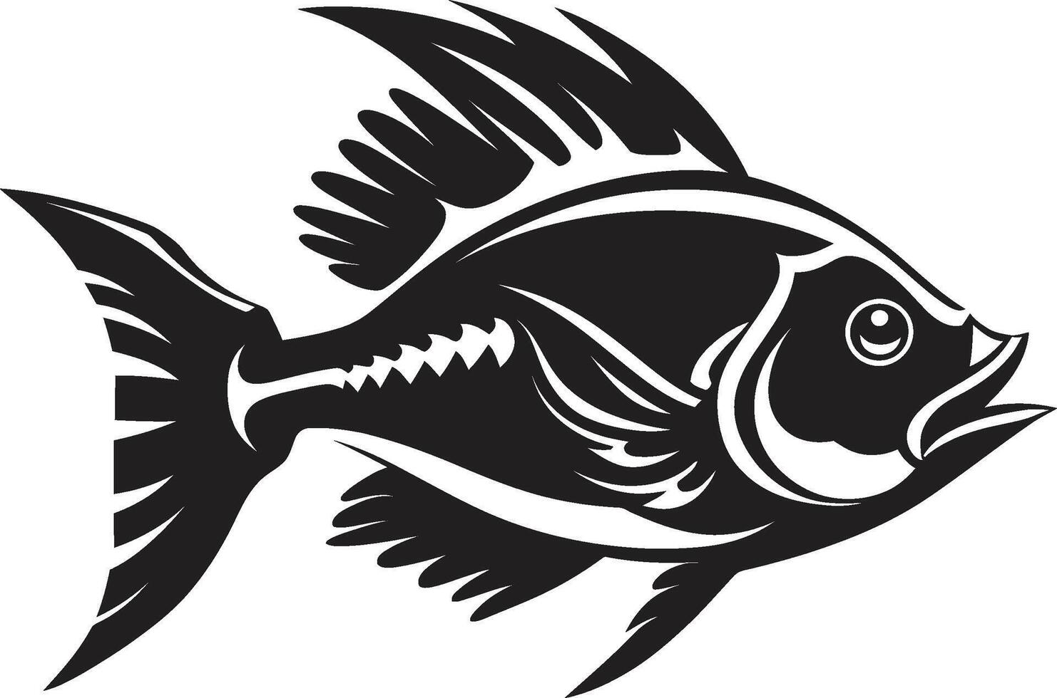Nautical Nostalgia Tropical River Fish Images in Black Inked Inspirations Black Fish Sketches Depicting Tropical Life vector