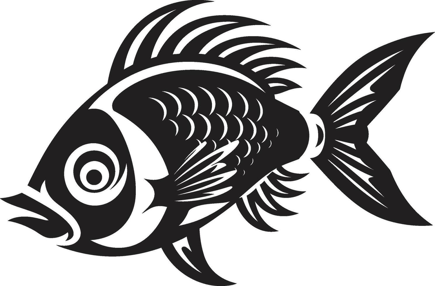 Aqua Adventures Black Fish Icons for Tropical River Scenes Serene Sketches Tropical River Fish Illustrations in Black and White vector