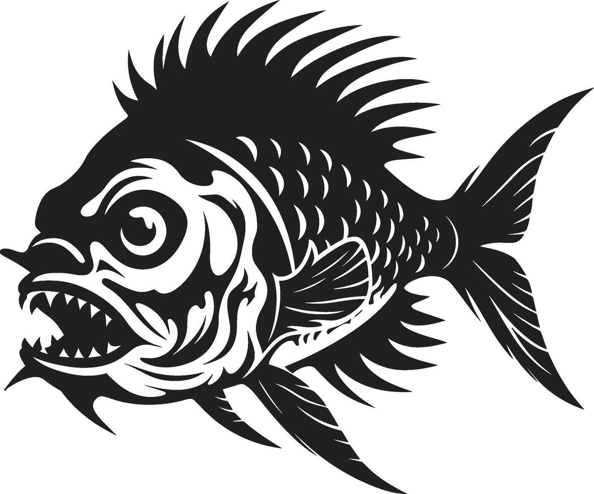 Aquatic Allure Black Fish Graphics Nautical Nostalgia Tropical River Fish Icons in Black vector