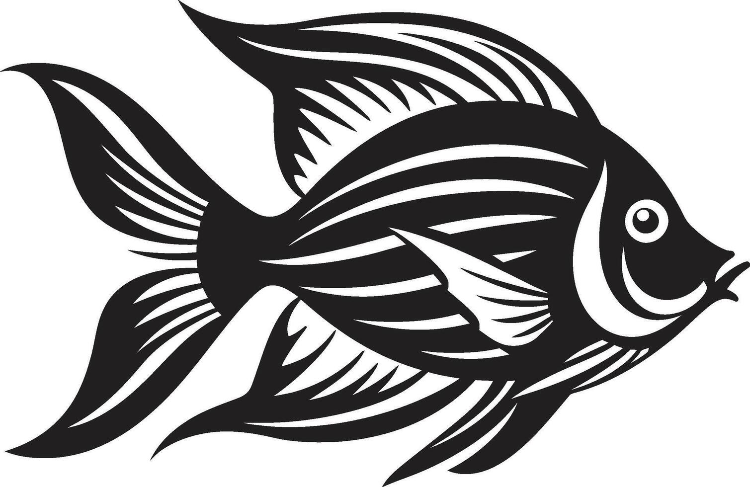 Aquatic Abundance Black Fish Graphics Evoking Tropical Waters Nautical Nostalgia Tropical River Fish Illustrations in Black vector