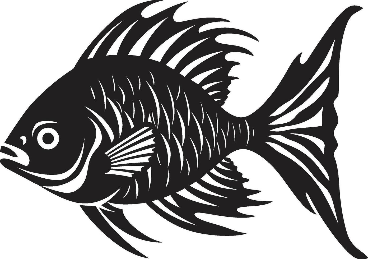Coastal Contrasts Black Fish Illustrations Vivid Visions Tropical River Fish Imagery in Black vector
