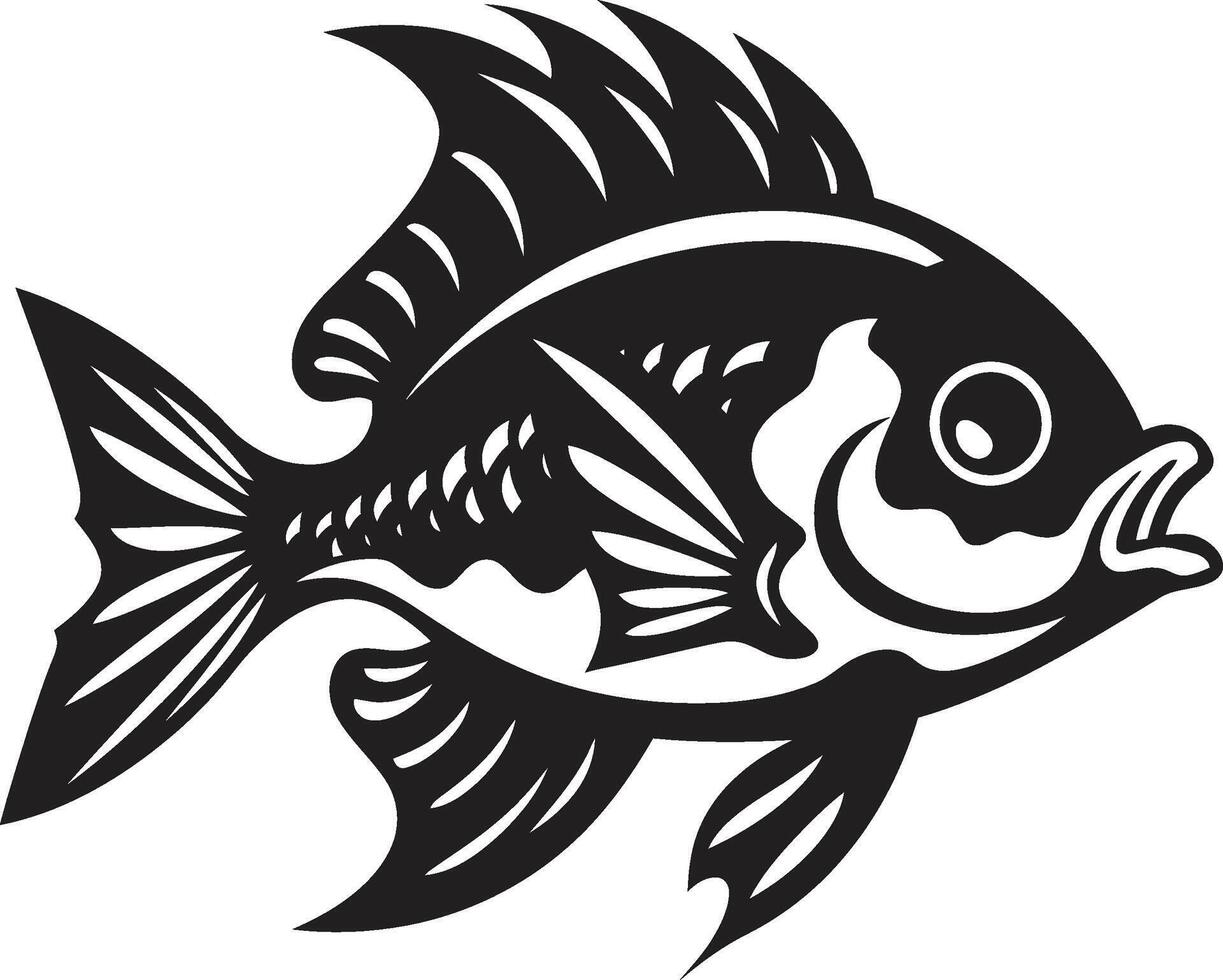 Reef Rendezvous Tropical River Fish Group in Black Aqua Aesthetics Black Fish Graphics for Tropical Rivers vector