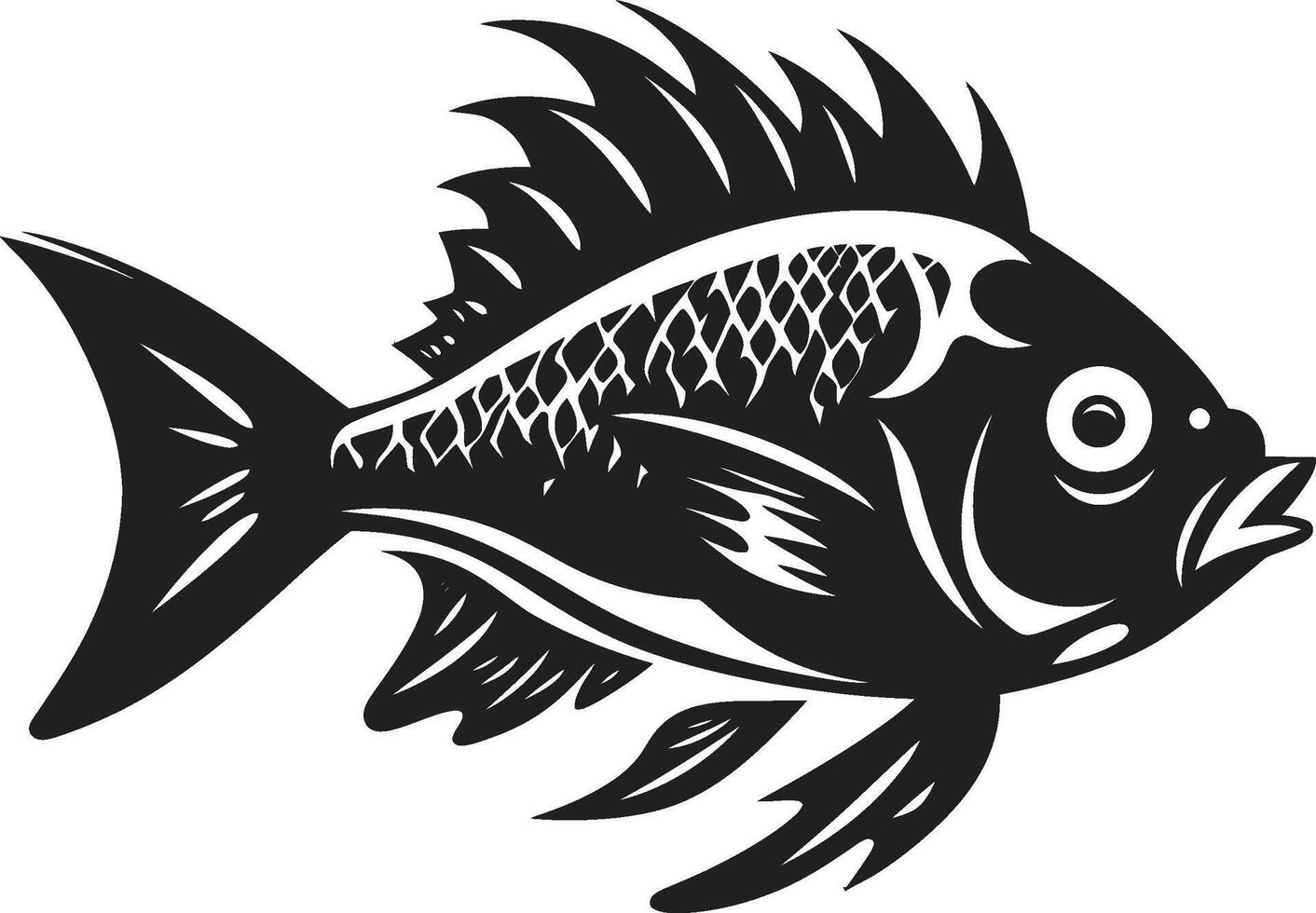 Inked Impressions Tropical River Fish Sketches in Black Tropical Tides Black Fish Designs Inspired by River Life vector