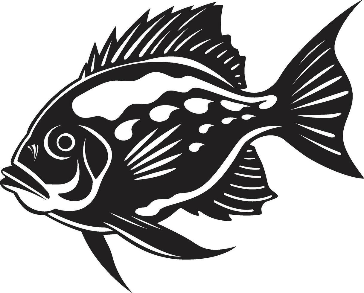 Coastal Cartoons Black Fish Icons with Tropical Flair Streamside Sketches Tropical River Fish Illustrations in Black vector