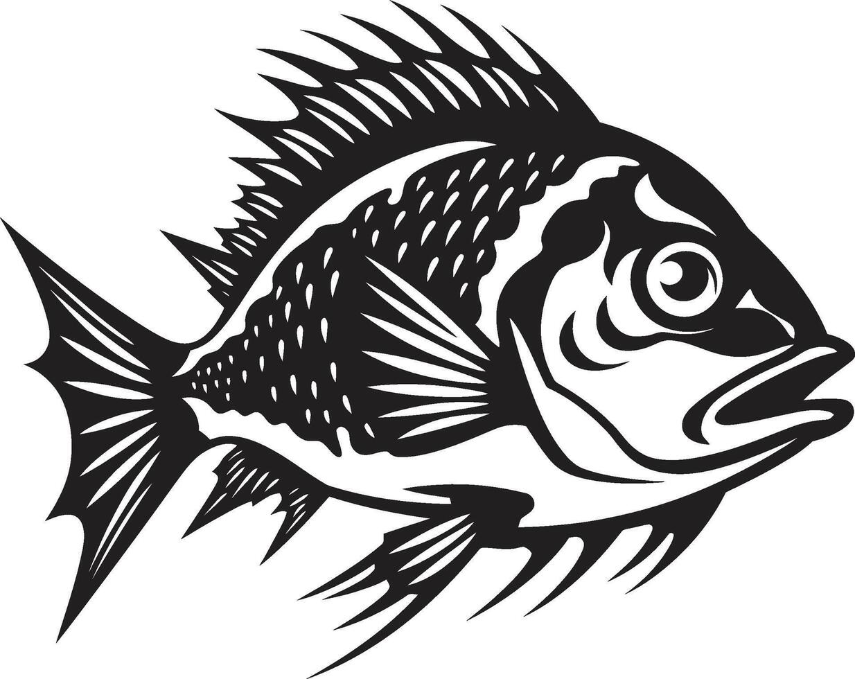Whimsical Waters Tropical River Fish Images in Black Coastal Cartoons Black Fish Icons with Tropical Flair vector