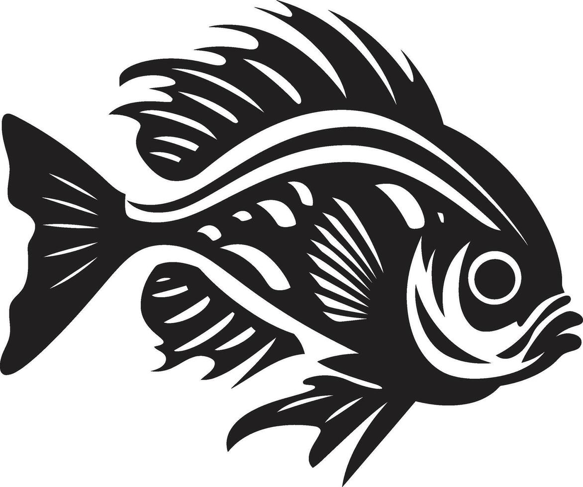 Navigating Nature Tropical River Fish Scene Sublime Silhouettes Black Fish Illustration vector