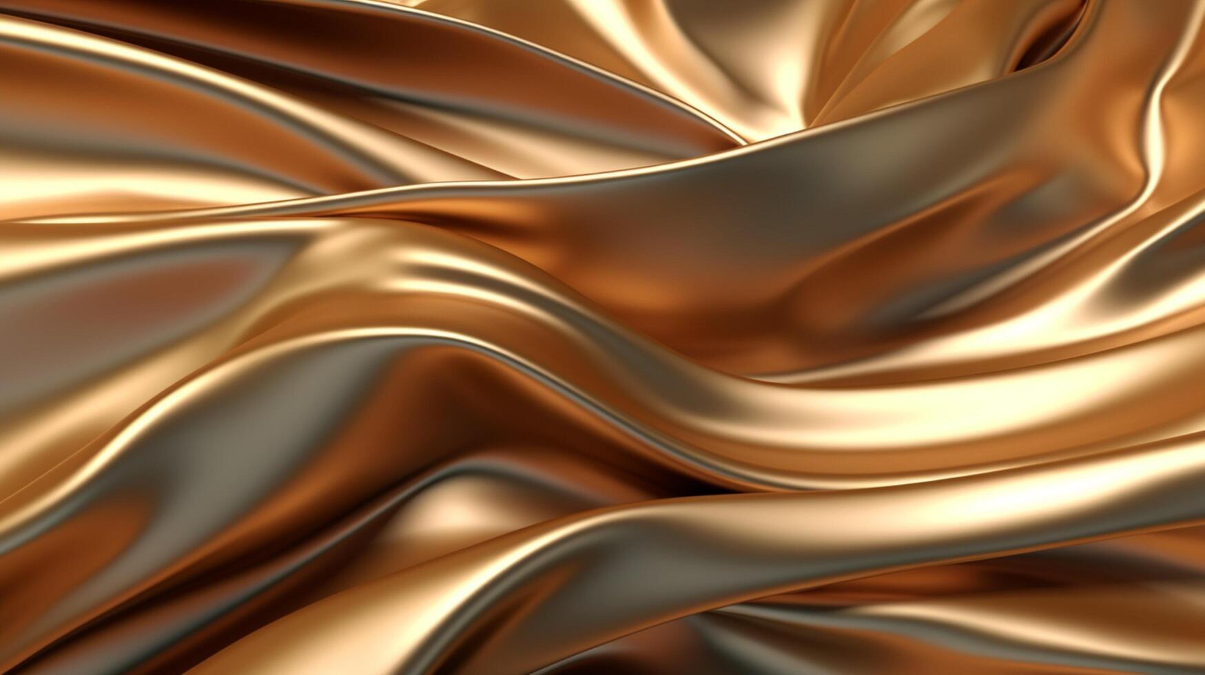 Render of an abstract wavy metallic bronze cloth. photo