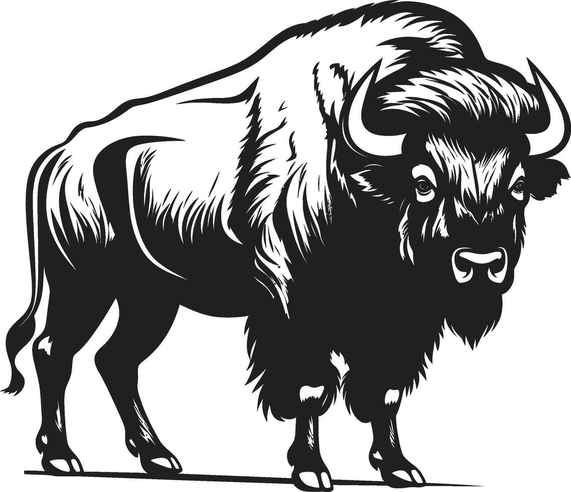 Command Respect and Attention Black Bison Icon Stand Out from the Ordinary Black Bison Logo vector