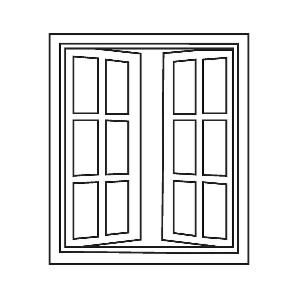 Wooden window icon vector