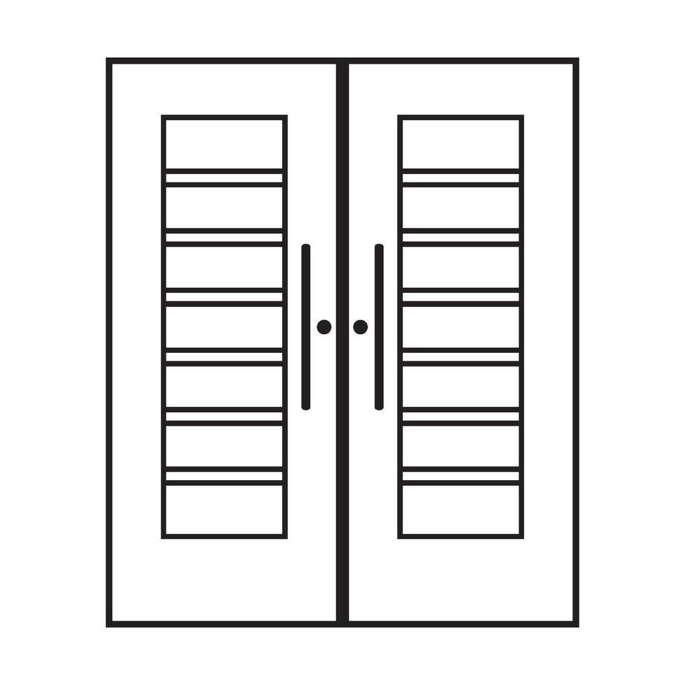 Minimalist wooden door icon vector