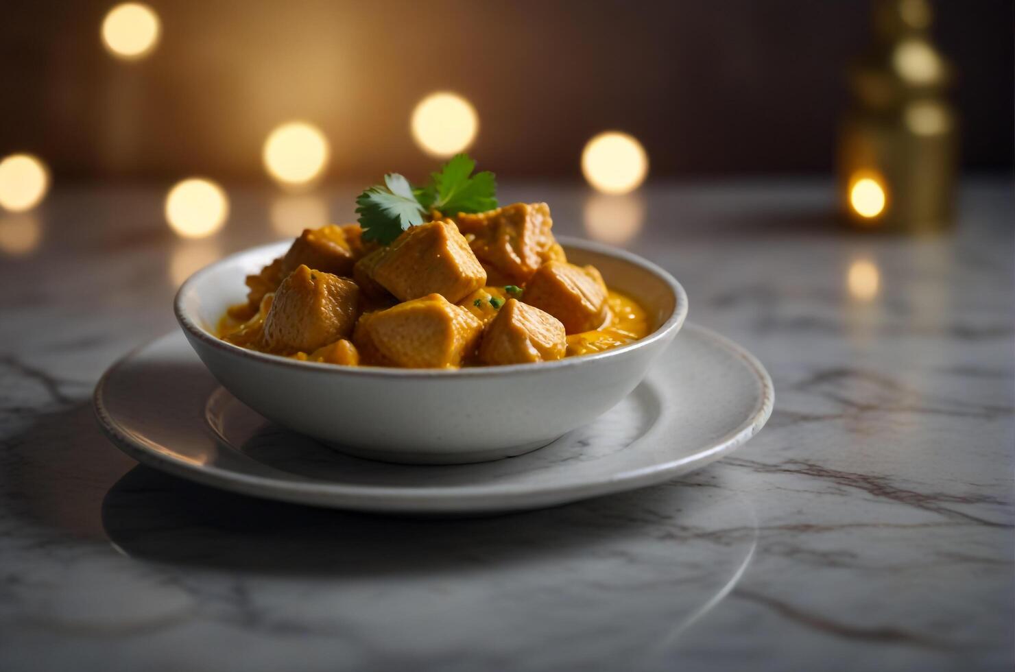Traditional food chicken korma on a plate photo