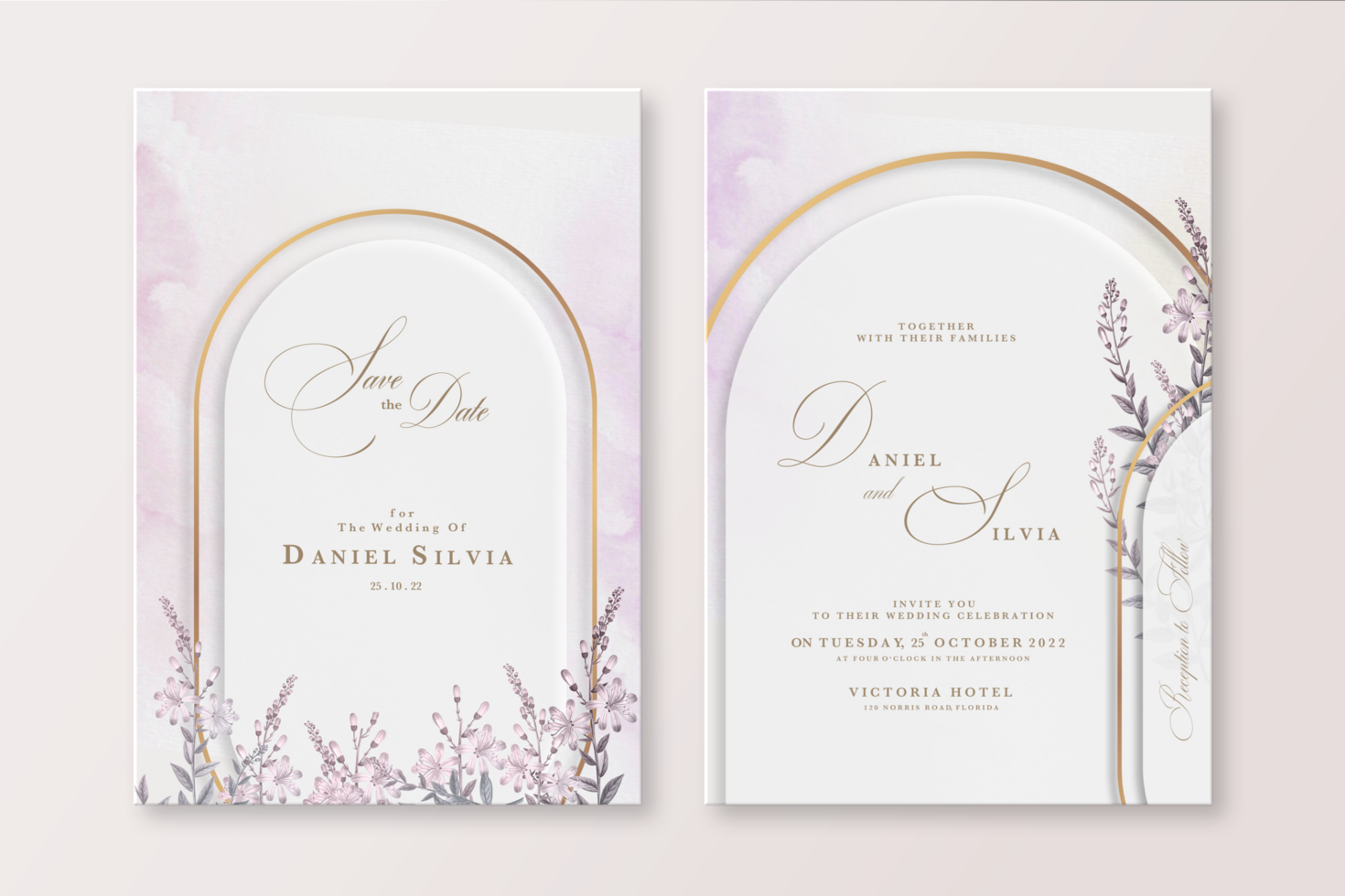 Floral Wedding Invitation Template psd