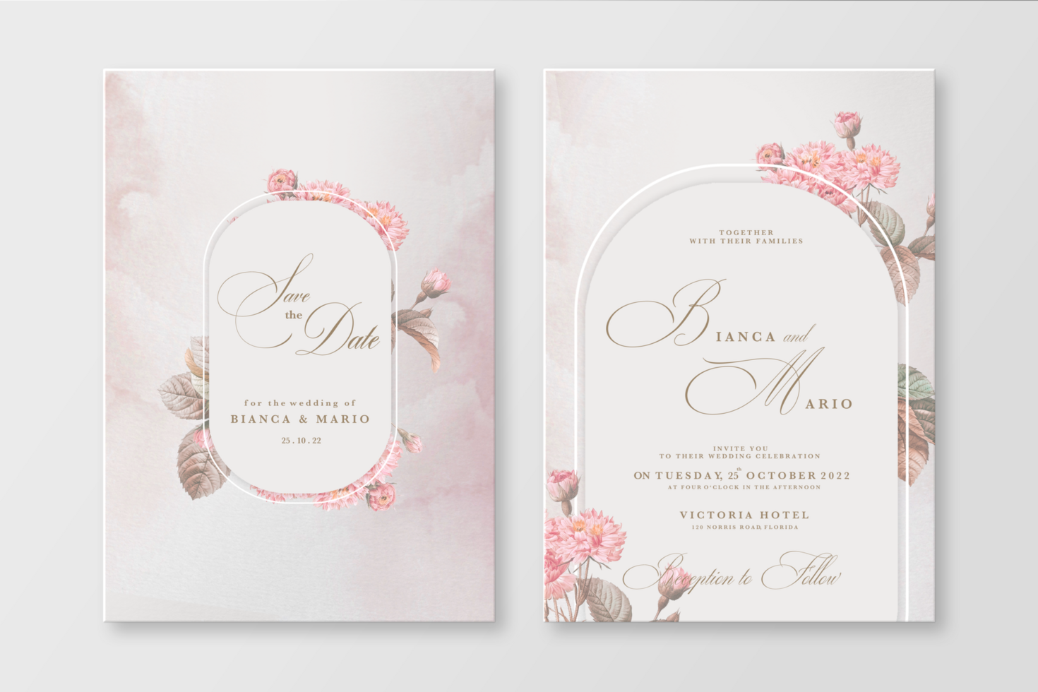 Floral Wedding Invitation Template psd