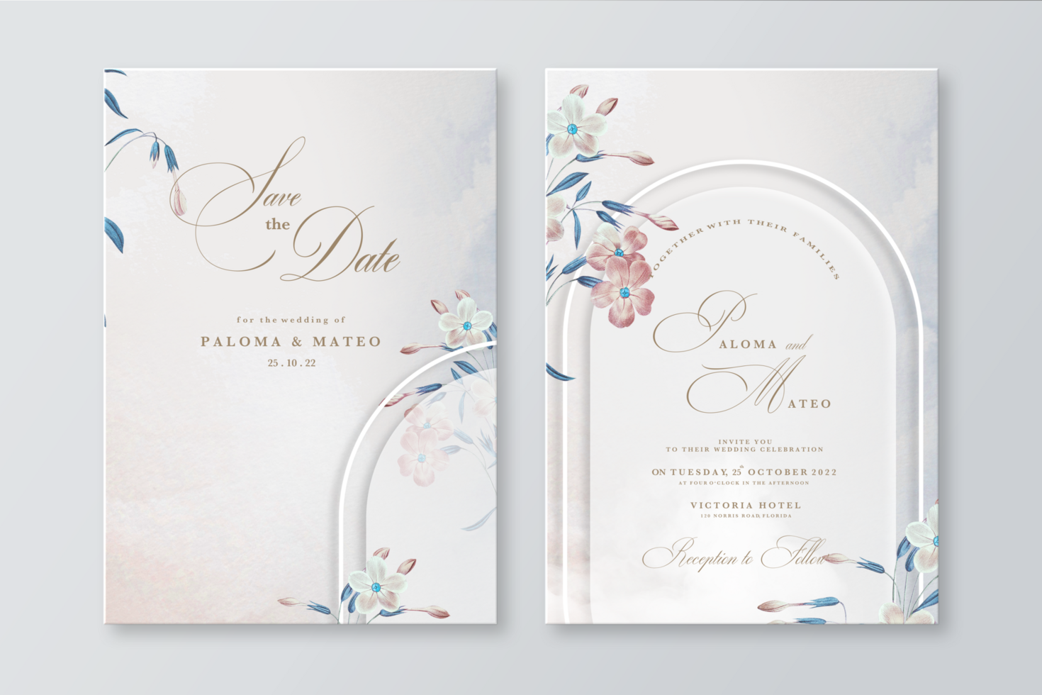 Floral Wedding Invitation Template psd