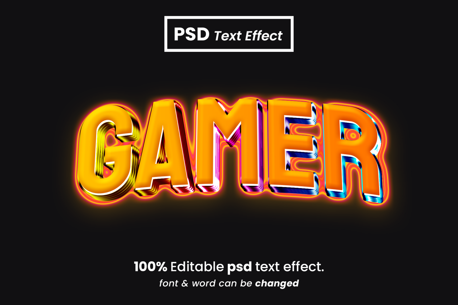 Gamer 3D Editable Text Effect psd