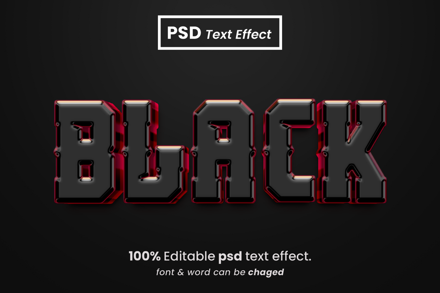 Black 3D Editable Text Effect psd