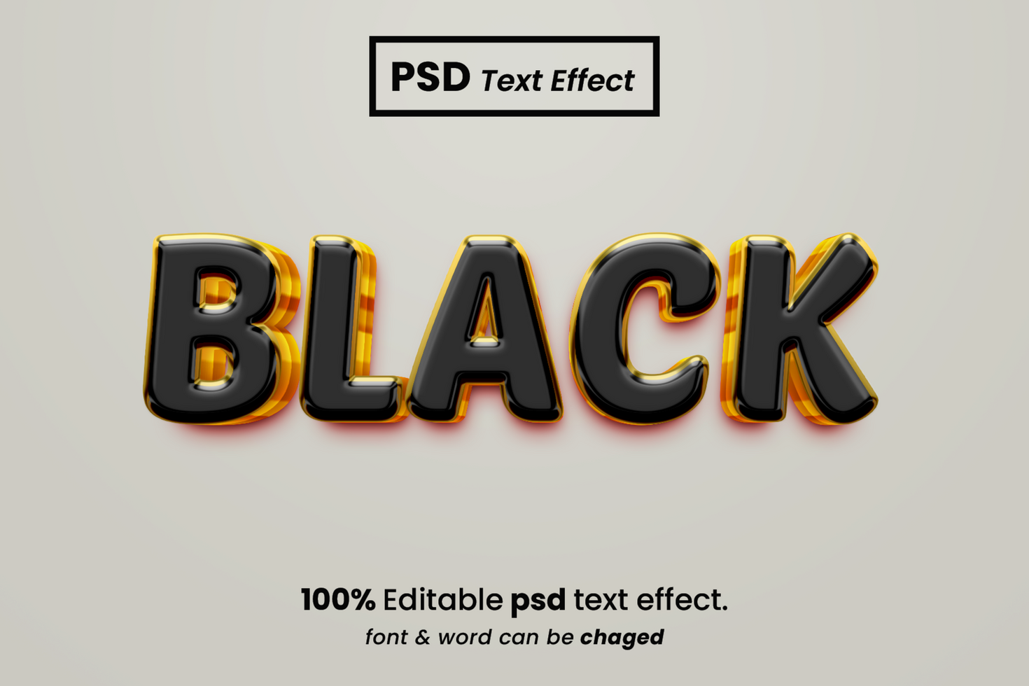 Black 3D Editable Text Effect psd