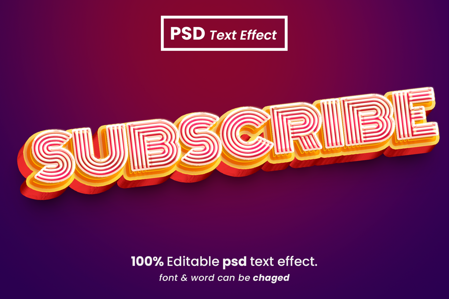 Subscribe 3D Editable Text Effect psd